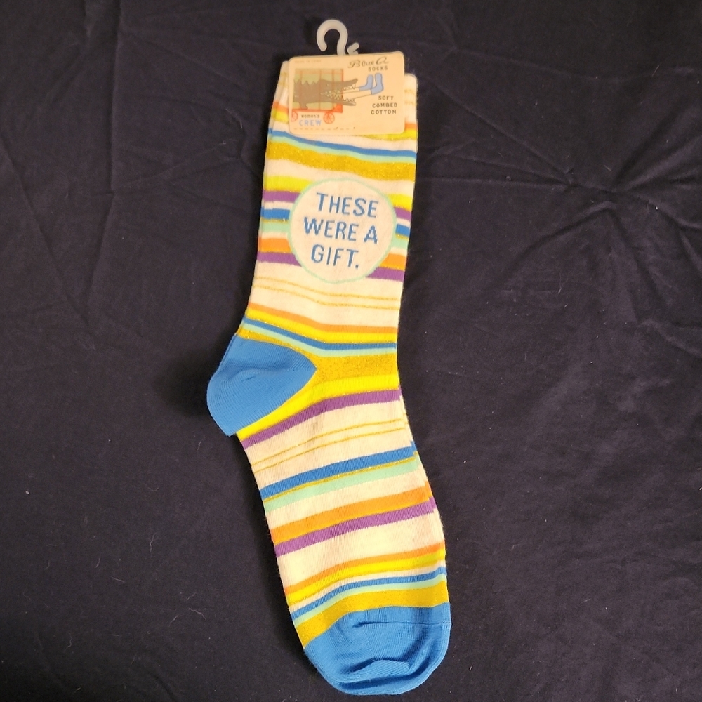 Blue Q Casual Blue and Yellow Striped Socks